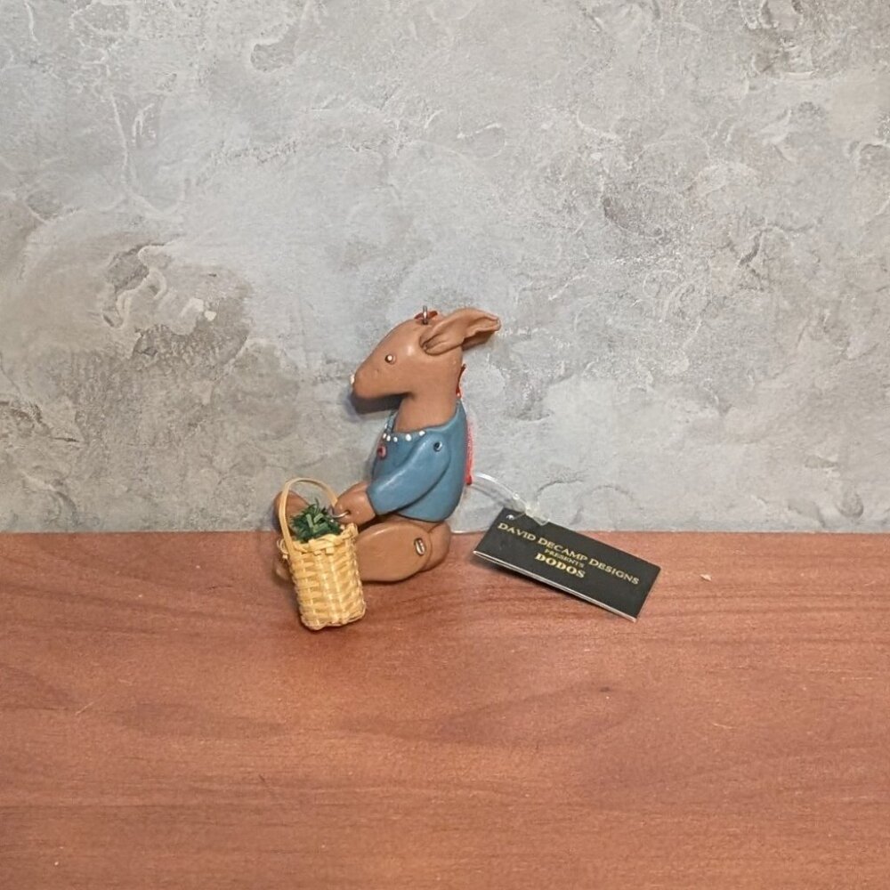 David Decamp - Rabbit 4" Ornament - with Basket 1990's Collectible